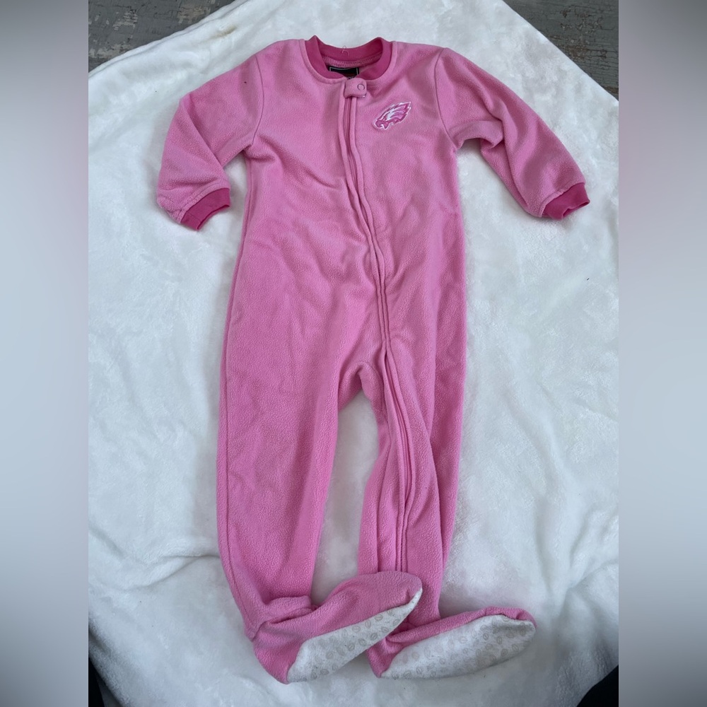 Baby Pink Eagles Football Footie Pajamas